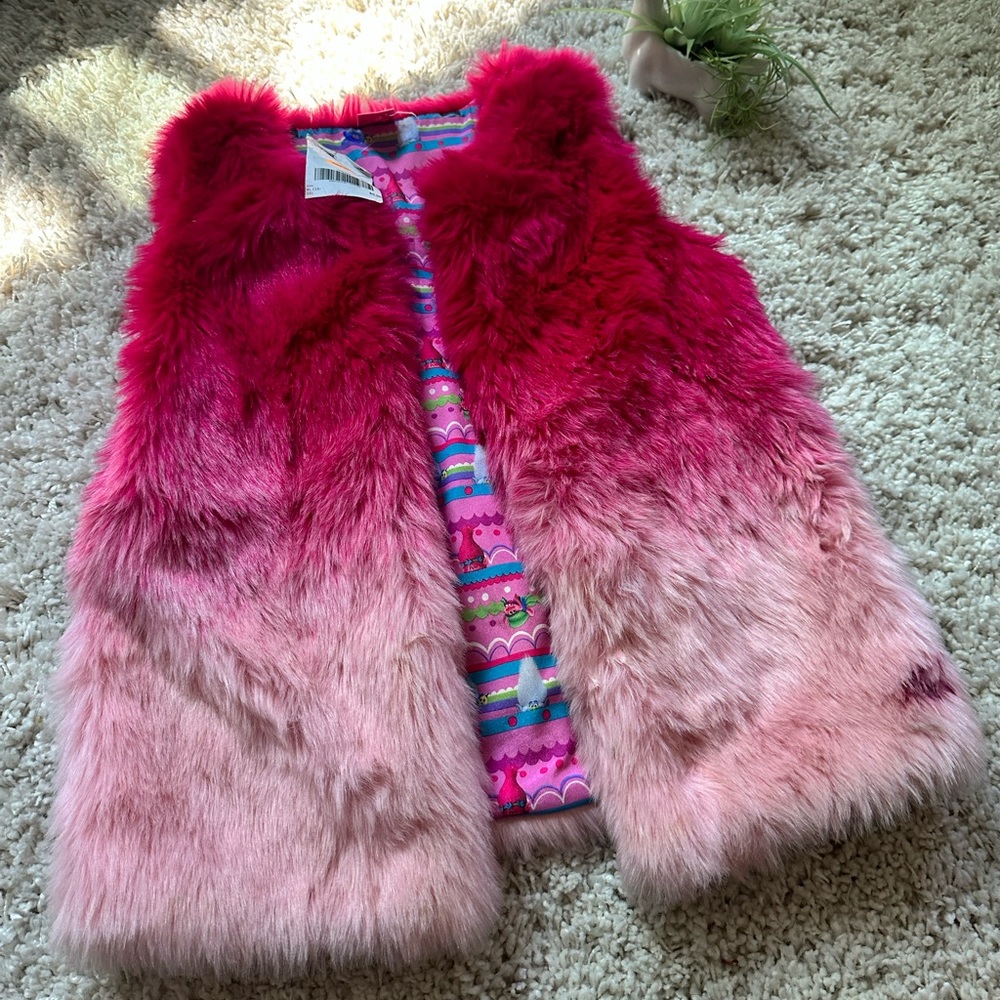 NWT Trolls fluffy, EDM festival rave hot pink fuzzy  costume fun colorfu…